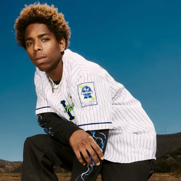 HUF Pabst Baseball Jersey PBR Heavy Twill Pinstripe Embroidered Large - Picture 3 of 13